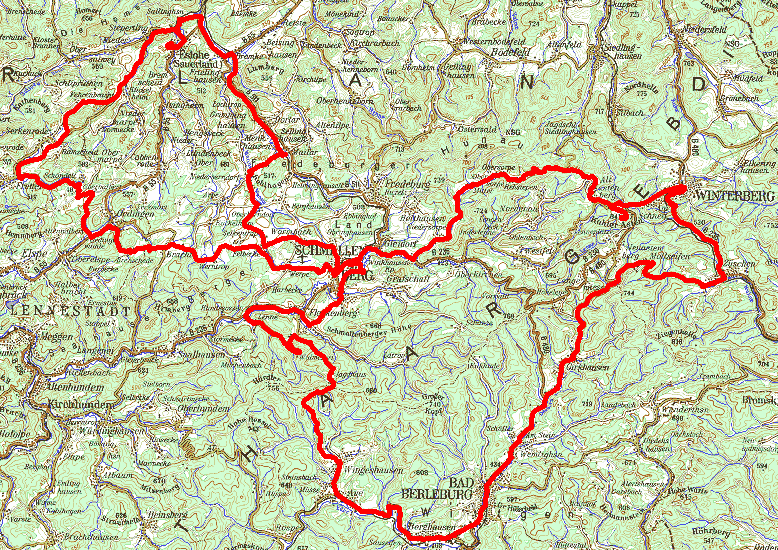 Sreckenplan 160km (C) Landesvermessungsamt NRW 2000